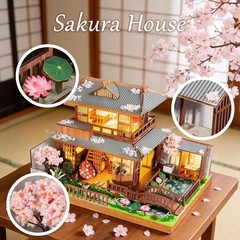 Japanese Cherry Blossom Miniature House Building Kit – Perfect Gift for Adults