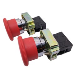 US Stock 2pcs XB2-BS542 RED Mushroom 1NC Emergency Stop Push-button Switch