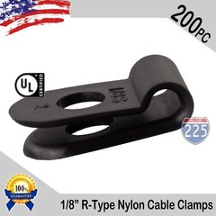 200 PCS PACK 1/8″ Inch IN R-Type CABLE CLAMP NYLON BLACK HOSE WIRE ELECTRICAL UV