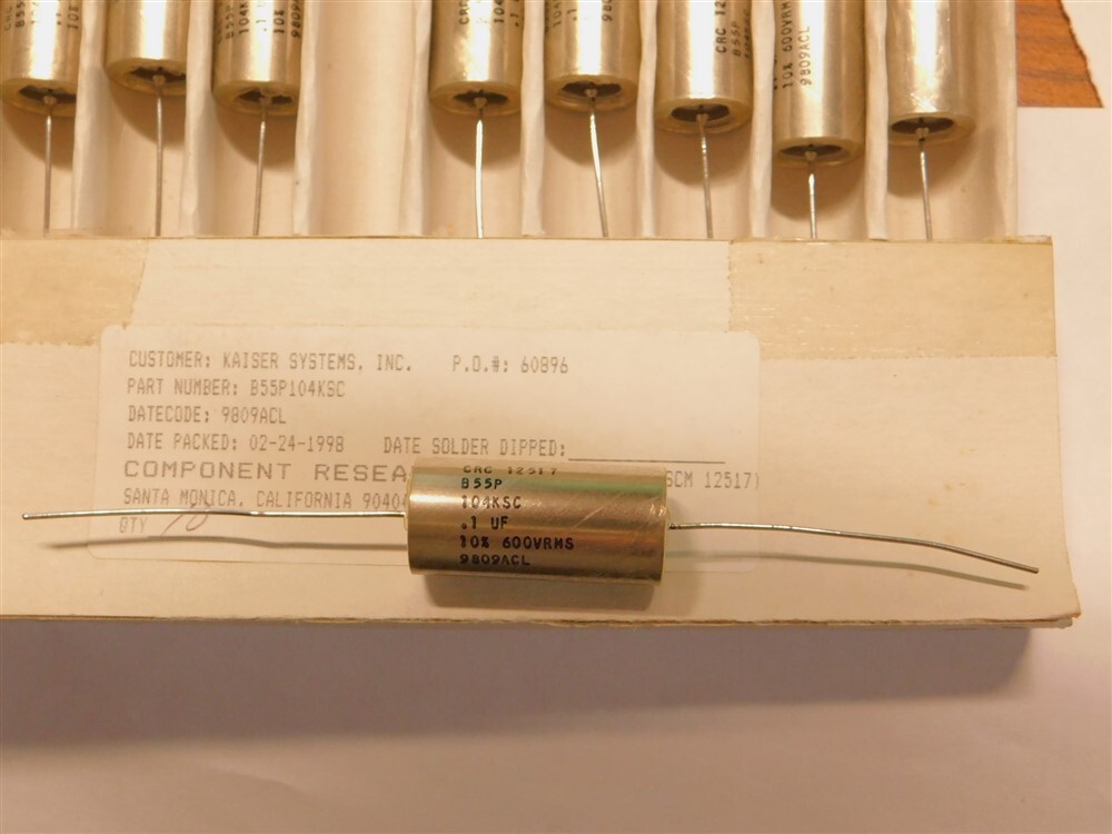 CRC B55P104KSC .1uF 600V 10% Herm. Sealed Metallized Polypropylene Capacitor