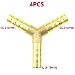 4Pcs 3 Way Y Shape Brass Hose Barb Fitting 5/16″ For Fuel Oil Water Air Hose