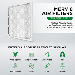 16x20x1 MERV 8 Pleated AC Furnace Air Filters. 6 Pack. Made in USA