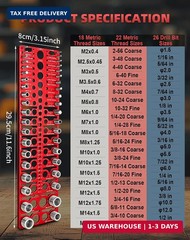 66 Thread Checker, VEXTHYX 22 standard/sae & 18 metric nut and bolt thread measu