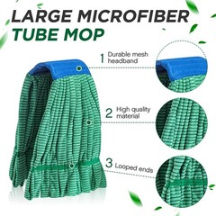 Hushee 6 Pack Large Microfiber Tube Mop Heads 18 oz Heavy Duty Commercial Ind…