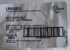Lot of 10 ERICO LPA30212, Base assembly cable / air terminal