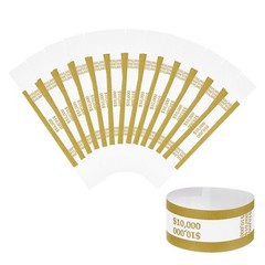 200Pcs Money Band 10000 Dollar Money Bill Wrapper Self-Adhesive Bill Dark Yellow