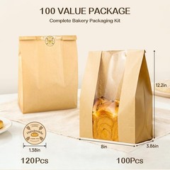 Tripho 100 Pcs Bread Bags for Homemade 13.9″ x 8.35″ x 3.93″, Brown