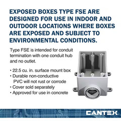 .75 In. 1-Gang 22.5 Cu. In. PVC FSE Three Quarters Box Conduit Fitting for Cante
