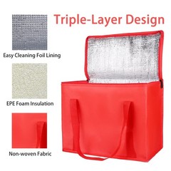 Bodaon Insulated Reusable Grocery Bags, X-Large Freezer X-Large, Black+Red