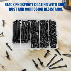 Wood Screws Assortment Kit, 168 PCS, High Hardness Phillips Drive Screws Set, Bl