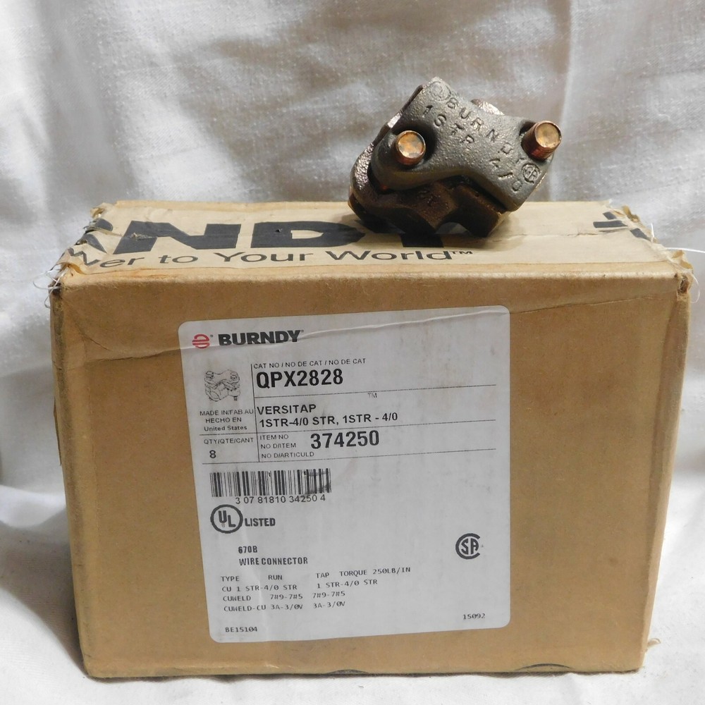 Burndy QPX2828 Brass Versitap Parallel Clamp 4/0 (Box of 8)