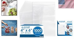 Versatile 1000 Count 4″ x 6″ Resealable Zip Bags for Organization & Mailing