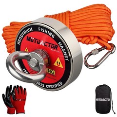 500lb Neodymium Magnet Fishing Kit Heavy Duty N52 Rare Earth Magnet 66ft Rope