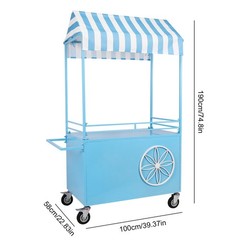 Candy Cart with Lockable Wheels Mobile Food Display Stand Dessert Cart W/ Canopy