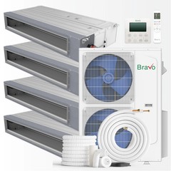 Bravo 4-Zone Ducted Mini Split AC & Pump 42000 BTU Slim Duct 9K+9K+12K+18K