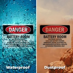 (2 Pack) Battery Room Contains Lead-Acid OSHA Danger Sign Decal Metal Plastic