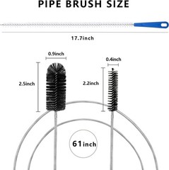 Double Ended Nylon Drain Brush (61″) & Sink Unblocker (17.7″) for Easy Cleaning