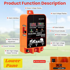 5.5J Electric Fence Charger Energizer, 5.5 Joules 10 Miles, AC DC 2 in 1 Powered