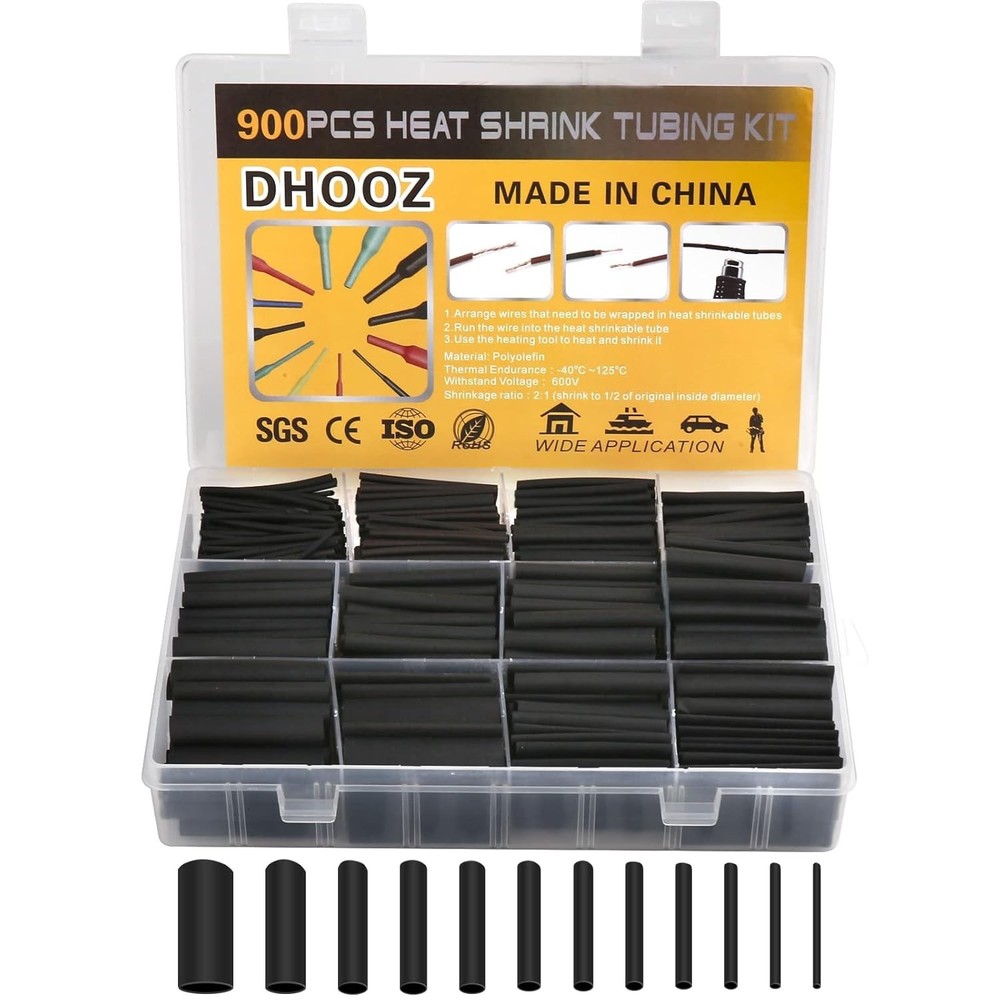 127 or 900 PCS Wire Heat Shrink Tubing Kit Marine Grade Wrap Premium Black NEW
