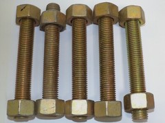7/8″-9 x 6 1/2″ STUD WITH NUTS HT B7 *LOT OF 5*