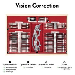 Optometry Optical Trial Lens Kit Test Metal Trial Frame Set w/Case Box 104pcs
