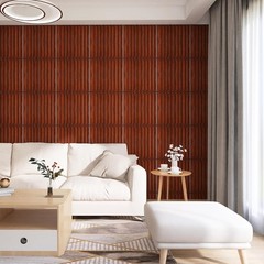 KASARO 3D Wall Panels PVC Fluted Panel 12Pcs 19.7×19.7in. Rosewood