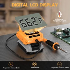 Cordless Soldering Iron Station Digital LCD Display for Dewalt 20V Max Battery