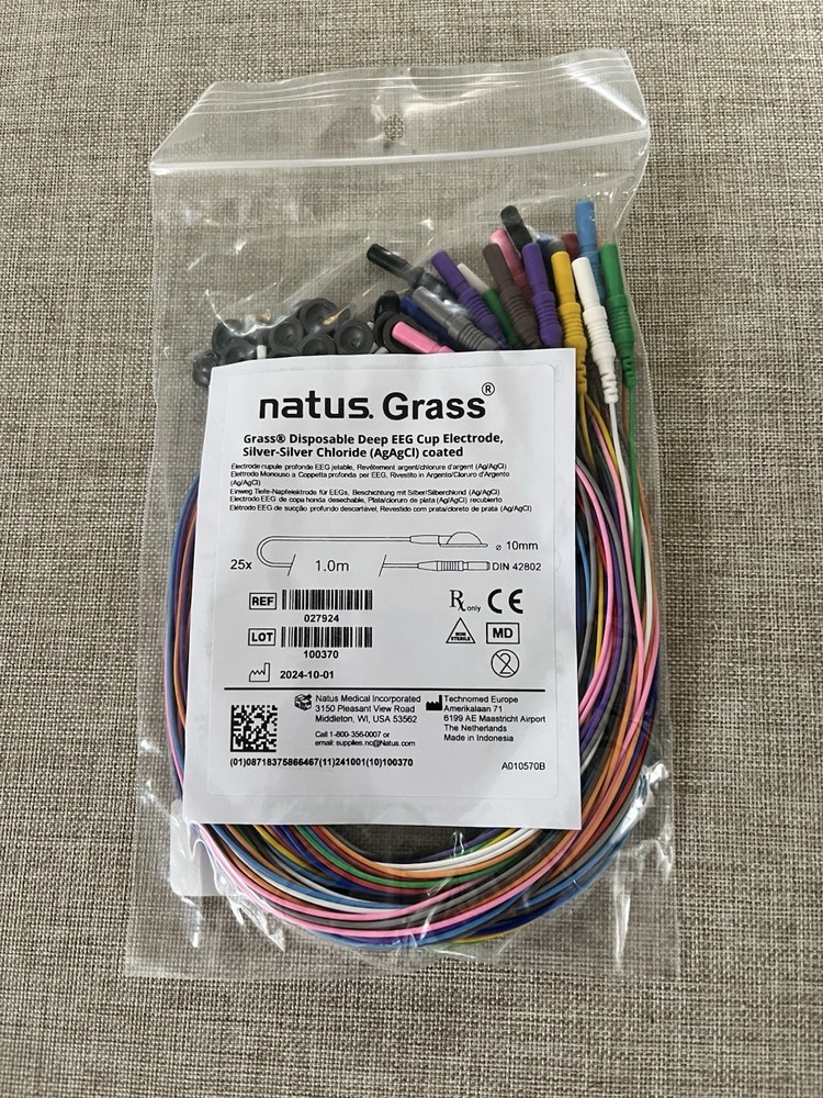 Natus Grass® Disposable Deep EEG Cup Electrode, Silver-Silver Chloride 25-Set