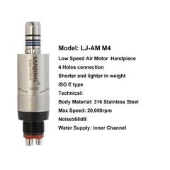 LANJING Dental Mini Air Motor Low Speed Handpiece 4 Holes LED 6 Pin ISO E Type