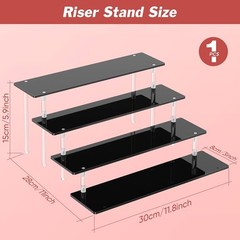 4 Tier Acrylic Display Risers, Black Perfume Organizer Stand, Large