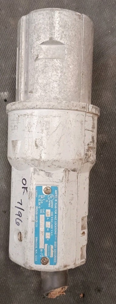 Crouse-Hinds APJ6485 Explosion Proof Male Plug 60A 600V 3W 4P (L-62)