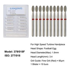 Dental Diamond Burs Football Bur FG Fine Coarse High Speed Friction Grip 368 379