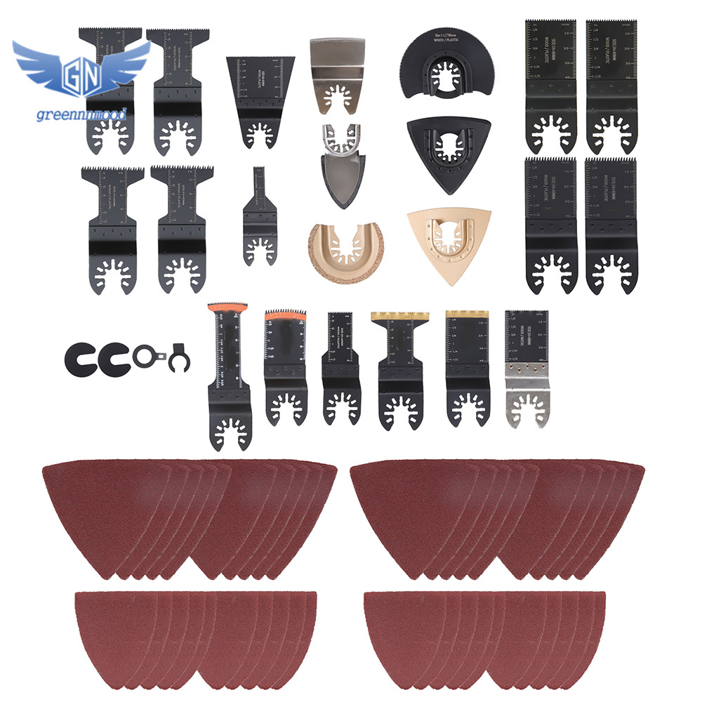 104Pcs Oscillating Multi Tool Blade Include 18 Types Blades 80 Sandpapers 4 Pads