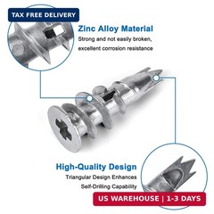 Zinc Self-Drilling Drywall Anchors with Screws Kit, 104 Pack 3 Size, 52 Heavy Du