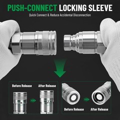 1/2″ Flat Face Skid Steer Hydraulic Quick Connect Coupler Set 1/2″ (#8) JIC Bulk