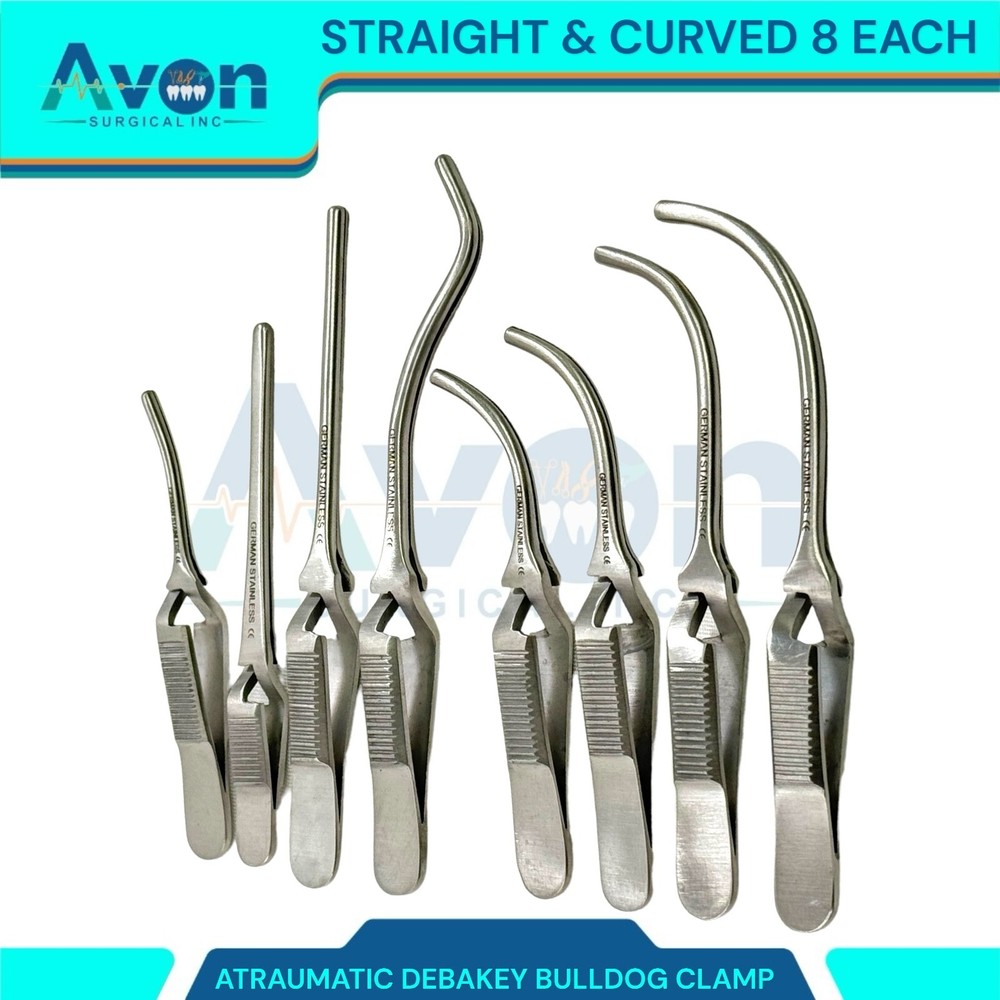 GERMAN 8 DEBAKEY BULLDOG CLAMP ATRAUMATIC FORCEPS CVD +STR SURGICAL INSTRUMENTS