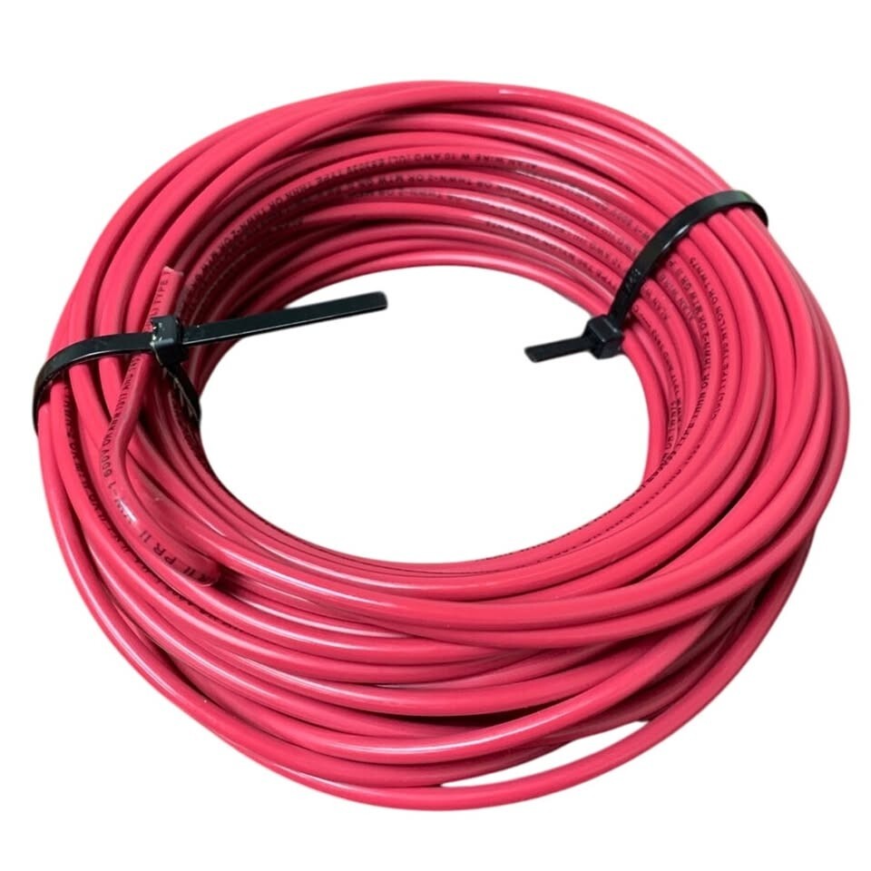 New 100’ Red Pink 10 AWG THHN THWN Stranded Copper Alan Wire – Open Box