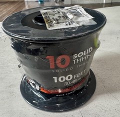 10 AWG Solid THHN Copper Wire Black 100 ft Heat & Moisture Resistant 600V