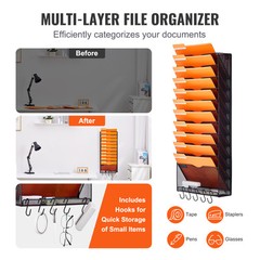 File Wall Rack Mesh Wall File Holder 1-Piece 12 Pockets for Office/School