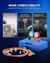 Professional Manifold Gauge Set with 3FT Hoses for AC Charging and Diagnosis