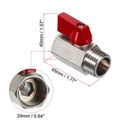 2Pcs 1/2 NPT Brass Mini Ball Valve NPT Female to Male Shut-Off Valve Red
