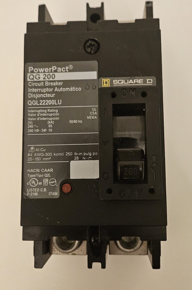 SQUARE D POWERPACT QG 200AMP 2-POLE 240V MAIN CIRCUIT BREAKER QGL22200LU