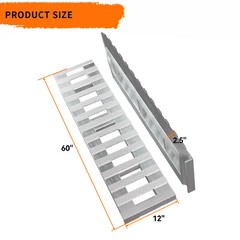 2X 6000lbs 60″ x 12″ Aluminum Trailer Ramps for Car ATV Truck Auto & Hook Ends