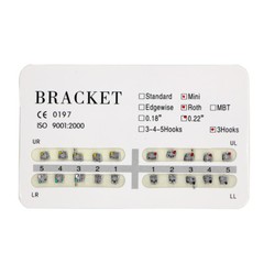 10×Dental 20Pcs/kit Orthodontic Mental Bracket Brace Mini Roth Slot 022 3Hooks