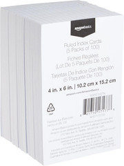 Ruled Lined Index Note Cards, 500 Count, 5 Pack of 100, White, 4 in X 6 In