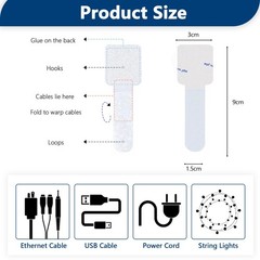 50 PCS Hook and Loop Cable Ties | Strong Adhesive | Flexible Management