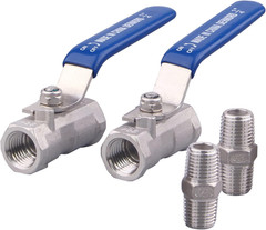 Stainless Steel 1/4 Inch Ball Valve NPT Male Hex Nipple Water Oil Gas X2