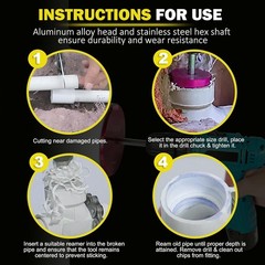 9PCS PVC Pipe Reamer Kit for Standard 1/2″ Drills, Fits 1/2″ to 4″ Pipes