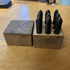 Vintage Young Bros Stamp Works 3/32” Figures Reversed in Original Wooden Box