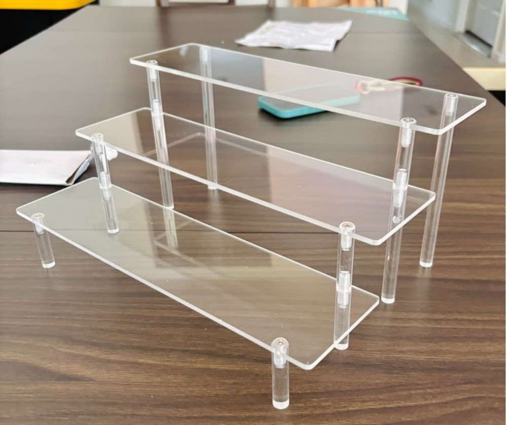 3 Tier Acrylic Display Risers, Large Perfume Organizer 8.5 x 11.8 x 5.9 inches